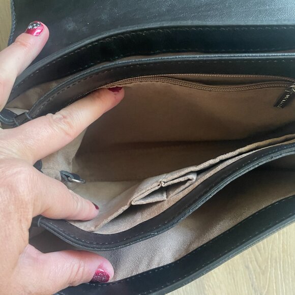 Lancaster Women's Black Leather Crossbody Purse Bag 8" x 7"! - Picture 8 of 11